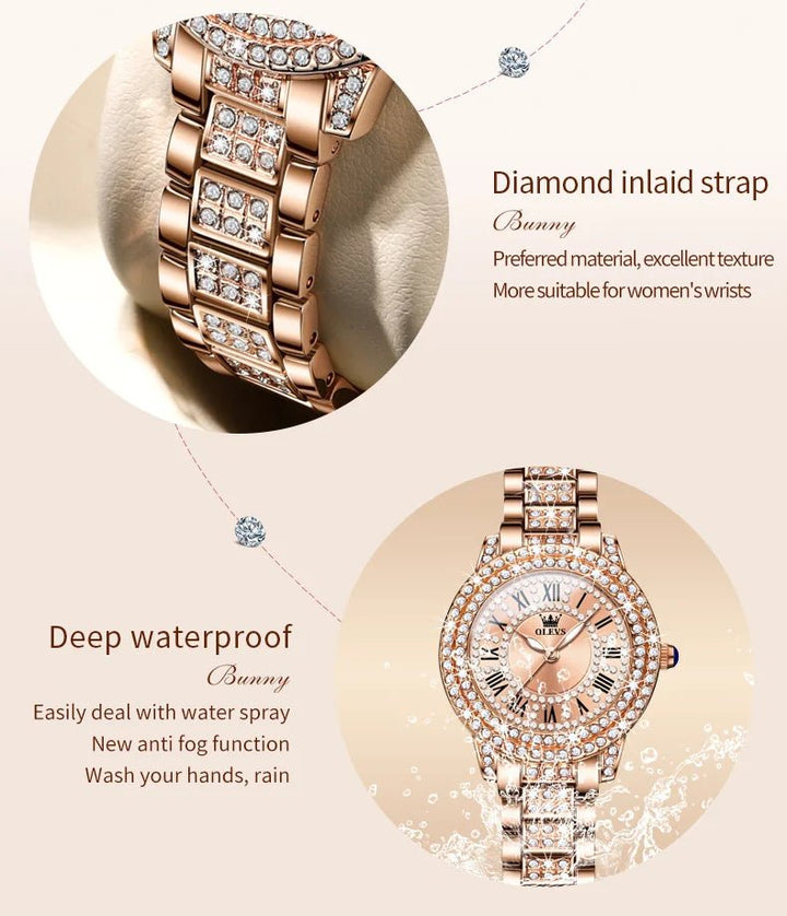 Diamond Éclat - Luxe Roman Dial Quartz Watch - JHERR JEWELRY en Perú | Jherr Jewelry
