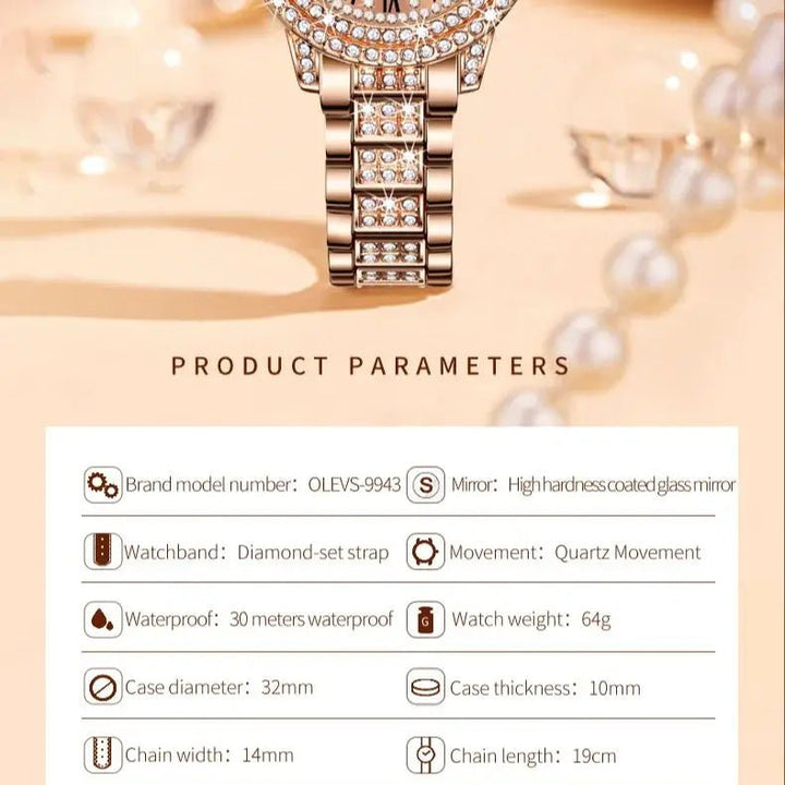 Diamond Éclat - Luxe Roman Dial Quartz Watch - JHERR JEWELRY en Perú | Jherr Jewelry