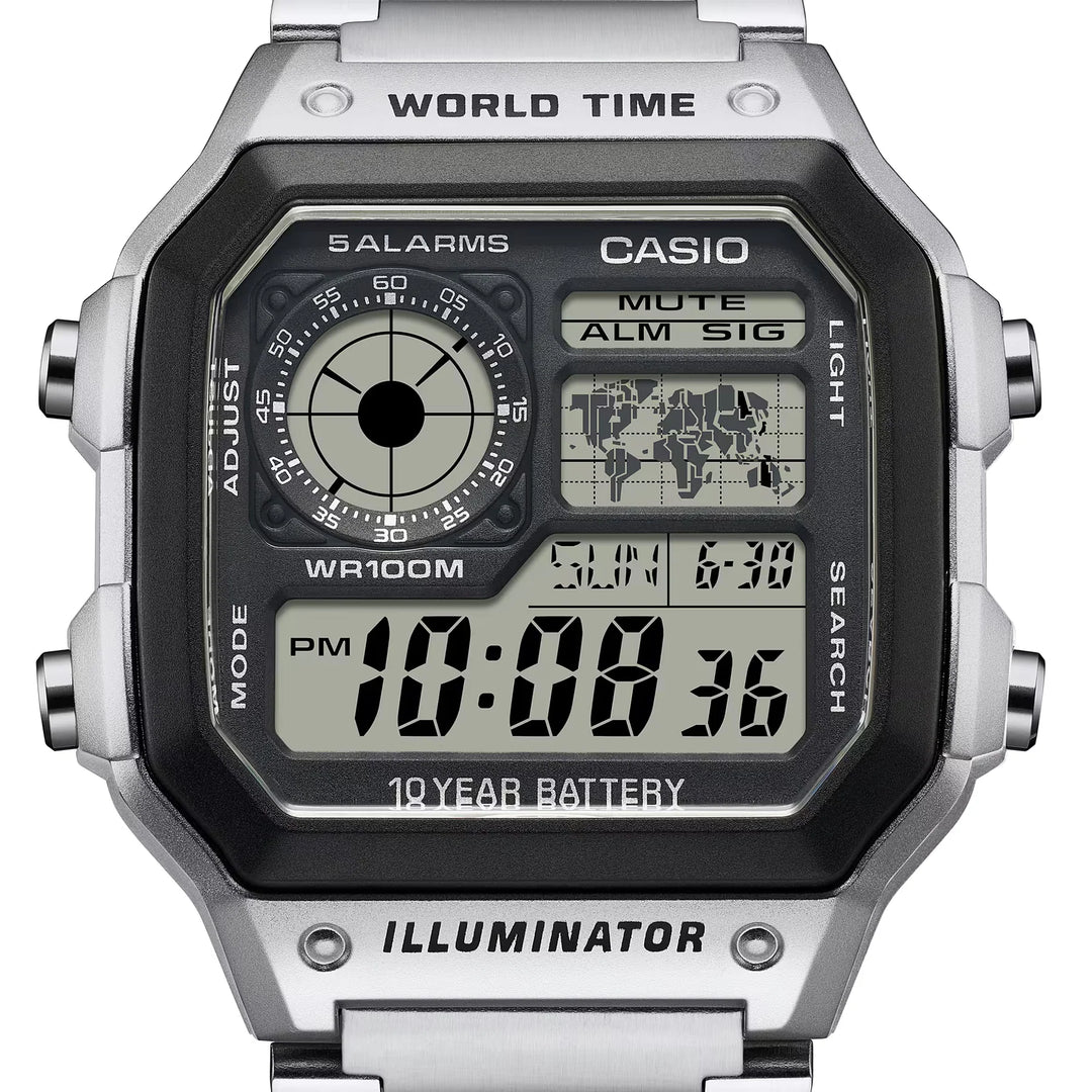 Casio AE-1200WHD-1A Wolrd Time Digital - Acero