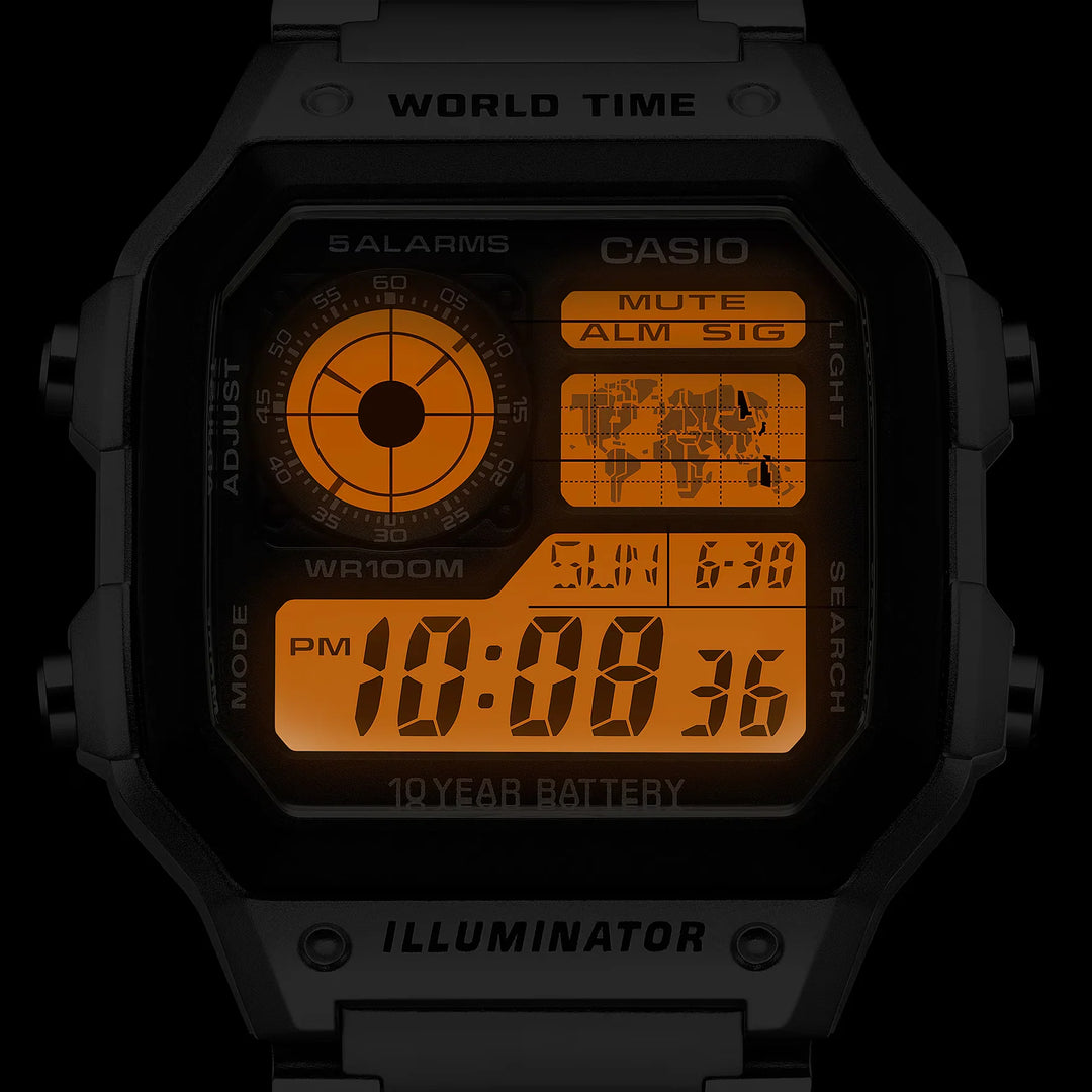 Casio AE-1200WHD-1A Wolrd Time Digital - Acero