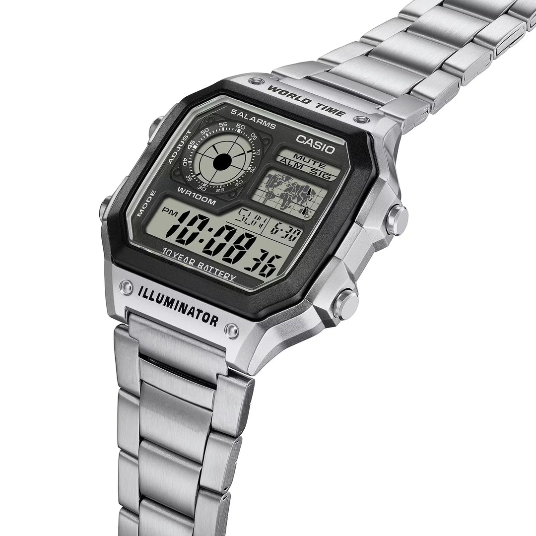 Casio AE-1200WHD-1A Wolrd Time Digital - Acero