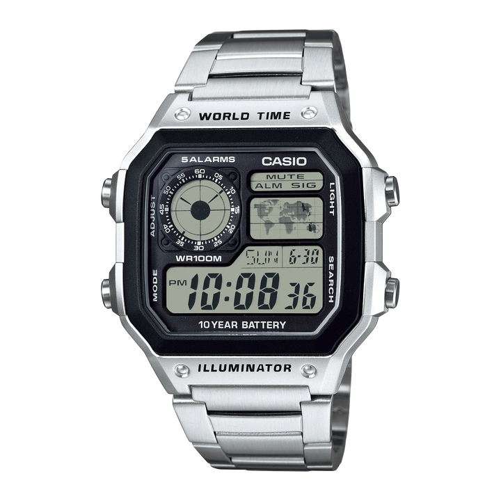 Casio AE-1200WHD-1A Wolrd Time Digital - Acero