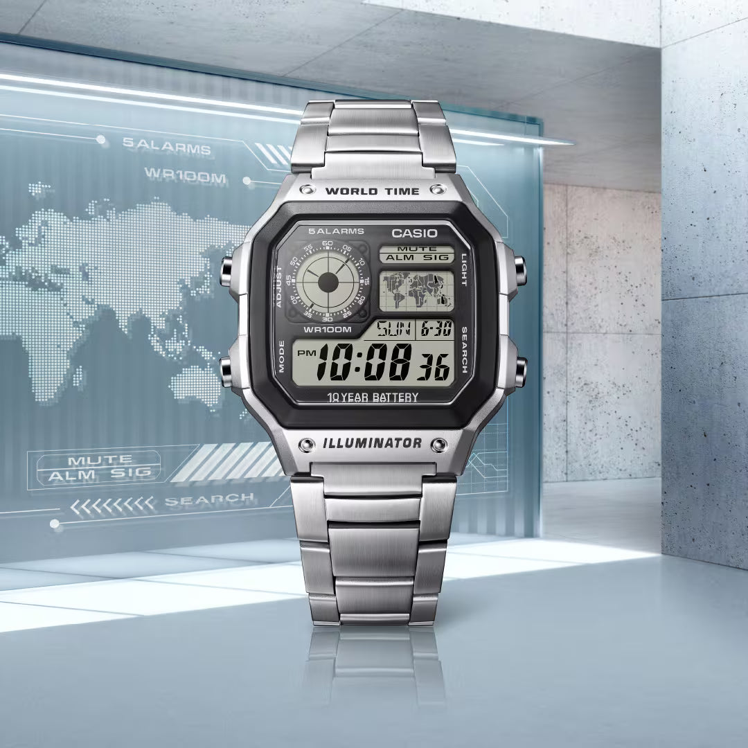 Casio AE-1200WHD-1A Wolrd Time Digital - Acero