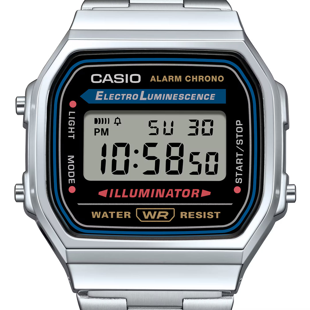 Reloj Casio Original A168WA-1W Negro con Detalles Dorados – Diseño Retro y Multifunción - Casio en Perú | Jherr Jewelry