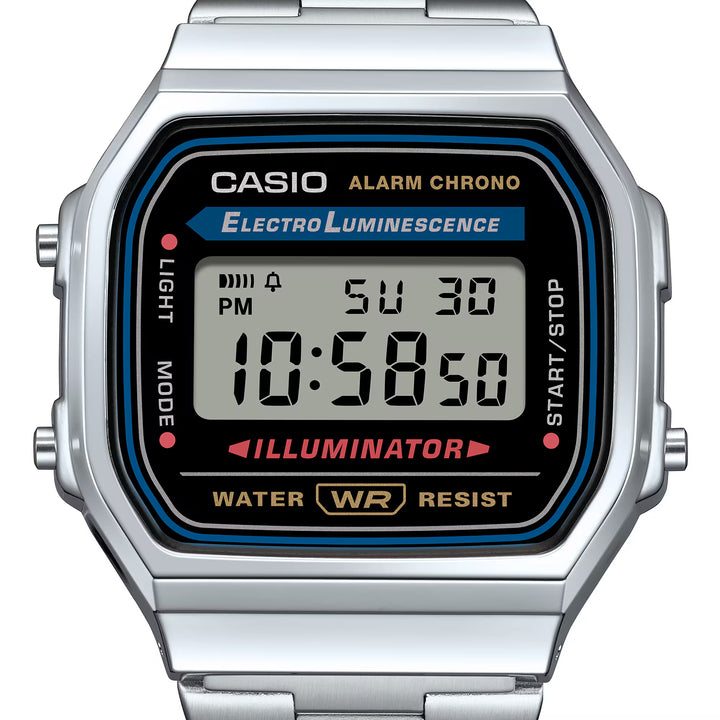 Reloj Casio Original A168WA-1W Negro con Detalles Dorados – Diseño Retro y Multifunción - Casio en Perú | Jherr Jewelry