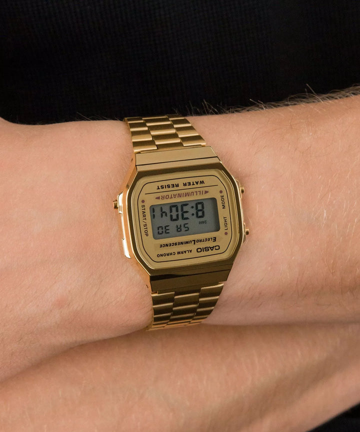 Reloj Casio Original A168WG-9 Dorado para Hombre – Estilo Vintage y Funcionalidad LED - Casio en Perú | Jherr Jewelry