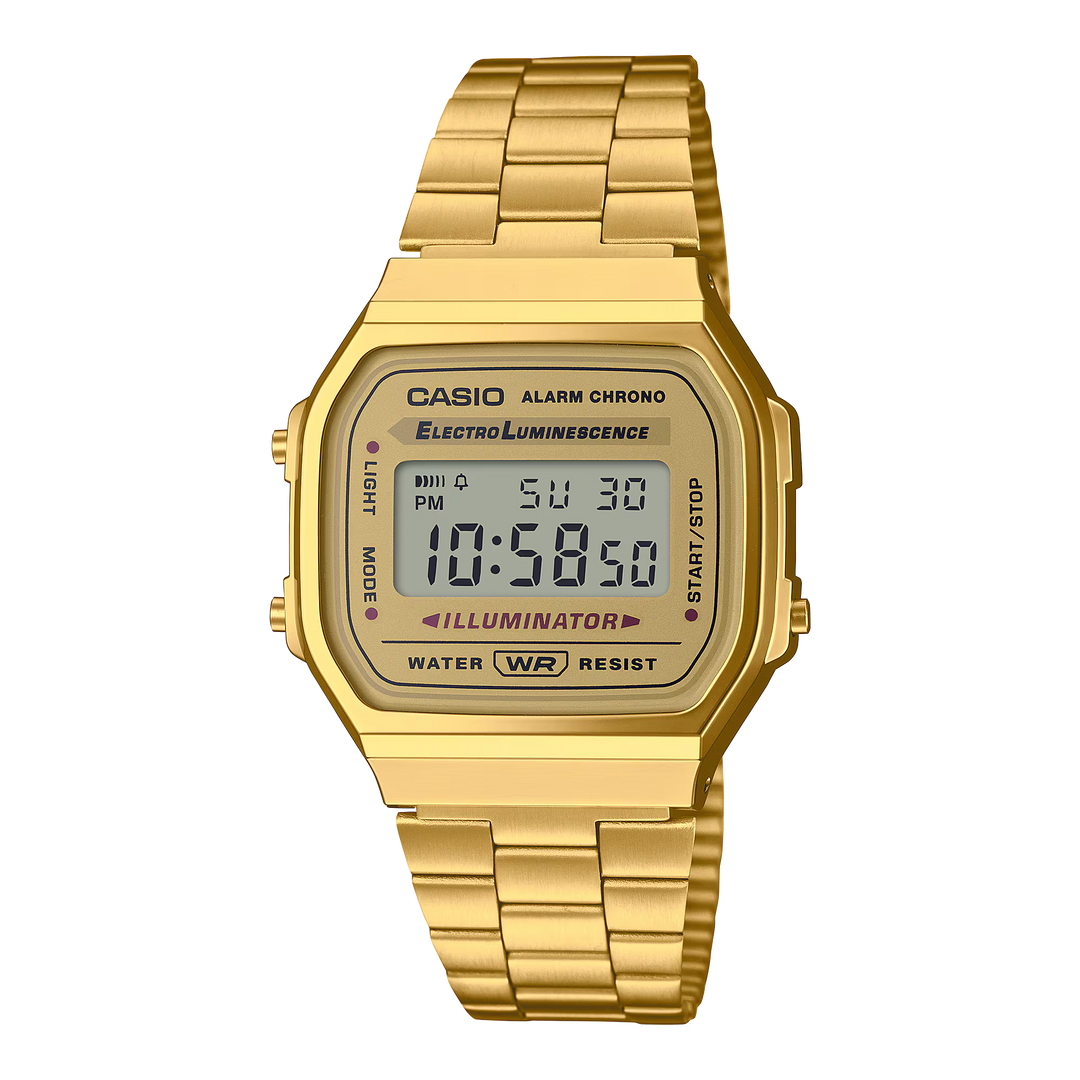 Reloj Casio Original A168WG-9 Dorado para Hombre – Estilo Vintage y Funcionalidad LED - Casio en Perú | Jherr Jewelry
