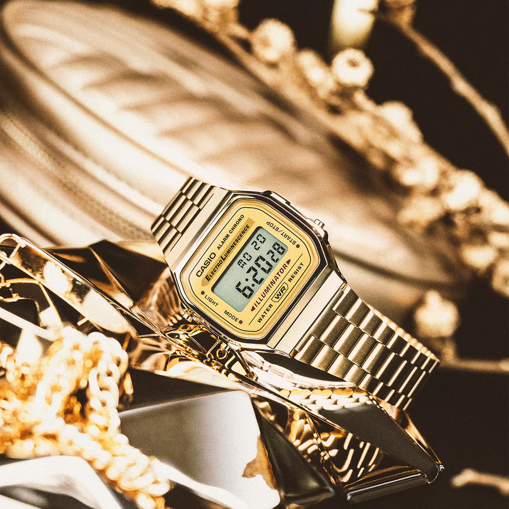 Reloj Casio Original A168WG-9 Dorado para Hombre – Estilo Vintage y Funcionalidad LED - Casio en Perú | Jherr Jewelry