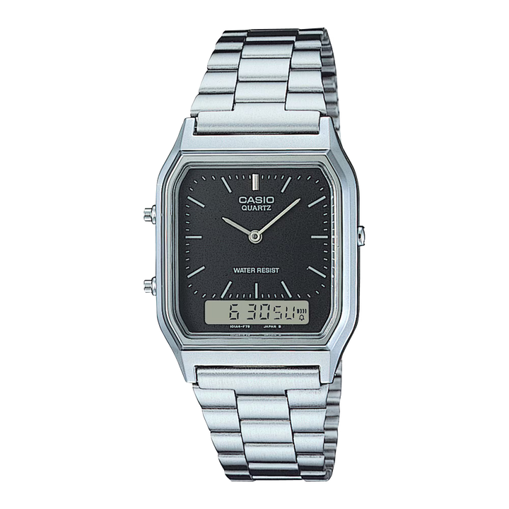 Reloj Casio AQ-230A-1D Original Ana-Digi Retro - Dual Display Analógico Digital con Esfera negro - Casio en Perú | Jherr Jewelry