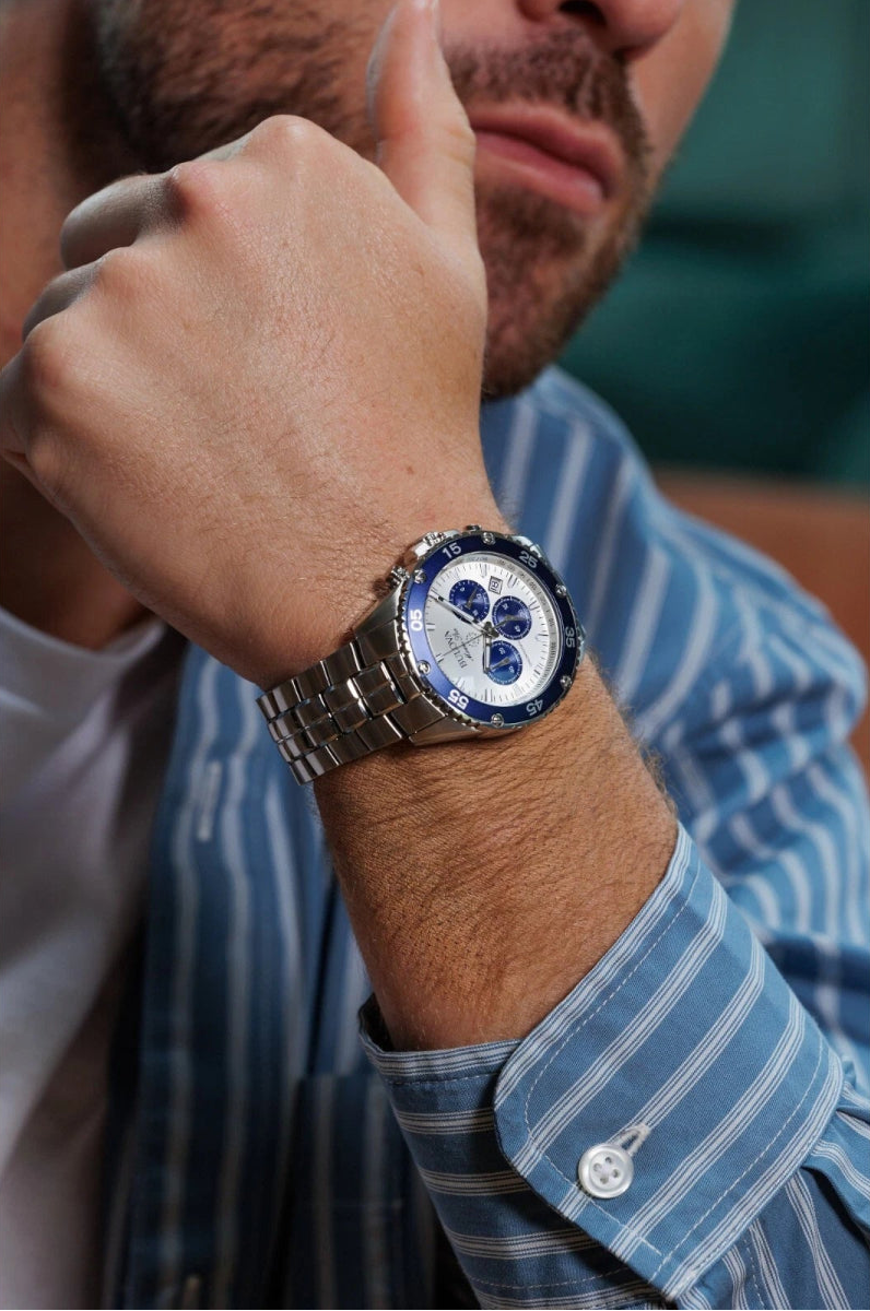 Reloj Bulova Marine Star Azul y Blanco - Cronógrafo Náutico con Resistencia 100 Metros - Bulova en Perú | Jherr Jewelry