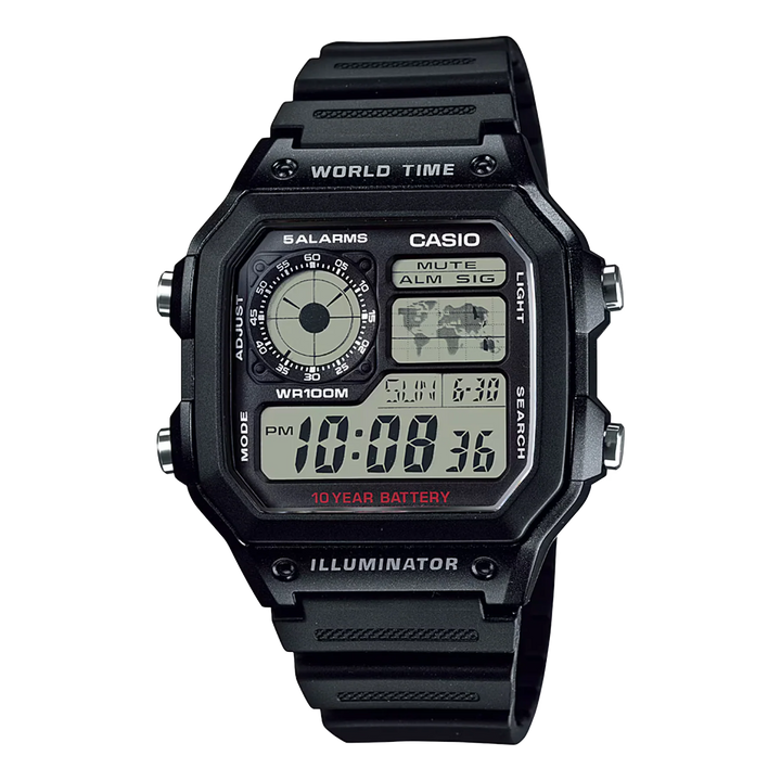 Reloj Casio AE-1200WH-1AV negro digital analógico para hombre resistente al agua original con garantía en Perú
