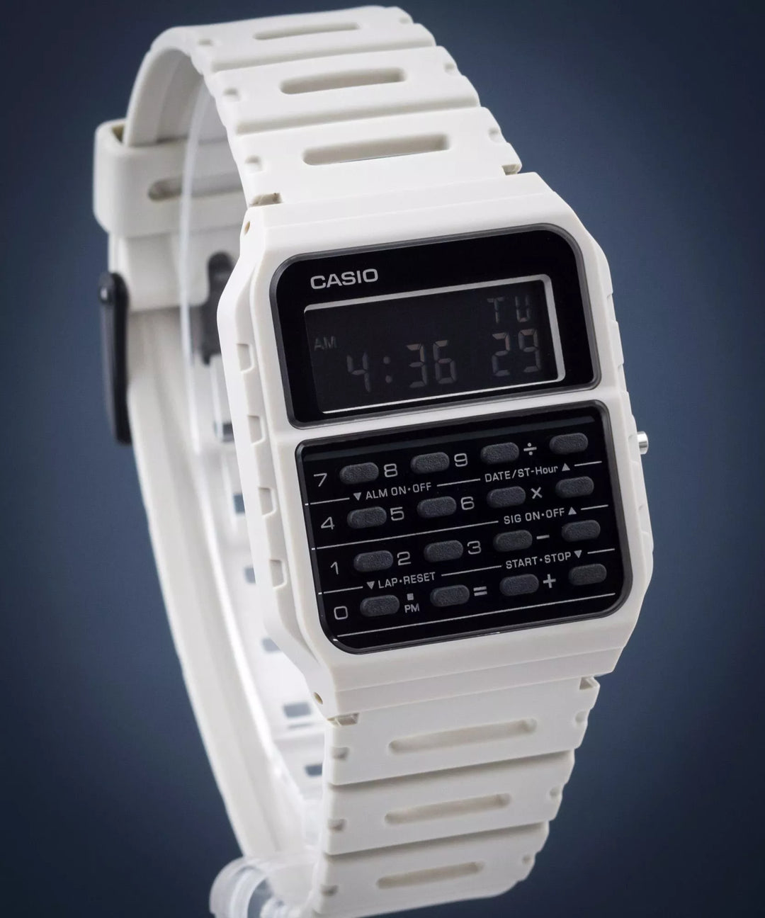Detalle teclado calculadora reloj Casio CA-53WF-8BEF original