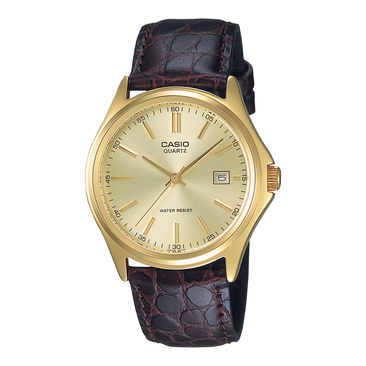 Reloj Casio MTP-1183Q-9A Dorado Elegante - Esfera Champagne con Correa de Cuero Genuino - Casio en Perú | Jherr Jewelry