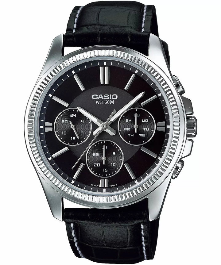 Reloj Casio Hombre MTP-1375L-1AVEF — Multifunción Analógico con Correa de Cuero Negro