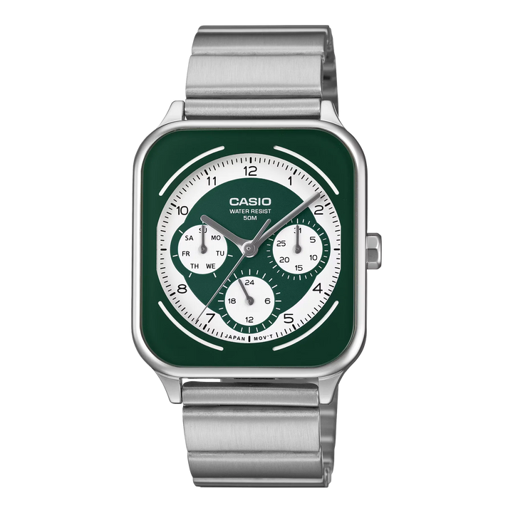 Reloj Casio MTP-M307D-2BV verde analógico para hombre con fecha original con garantía en Perú