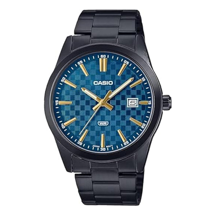 Reloj Casio MTP-VD03B-1A Original Negro Ajedrez para Hombre Elegante