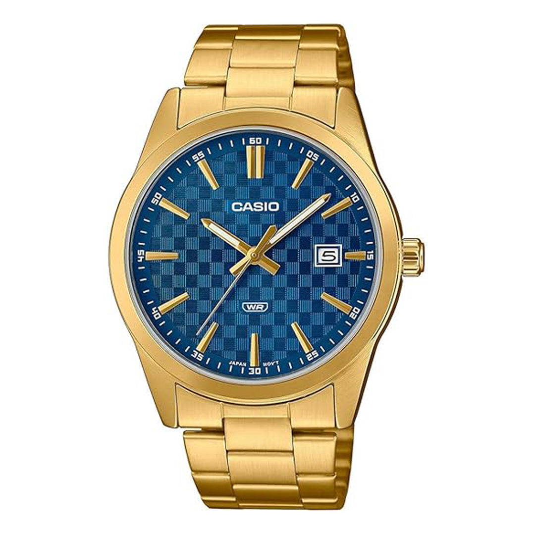 Reloj Casio MTP-VD03B-1A Original Negro Ajedrez para Hombre Elegante