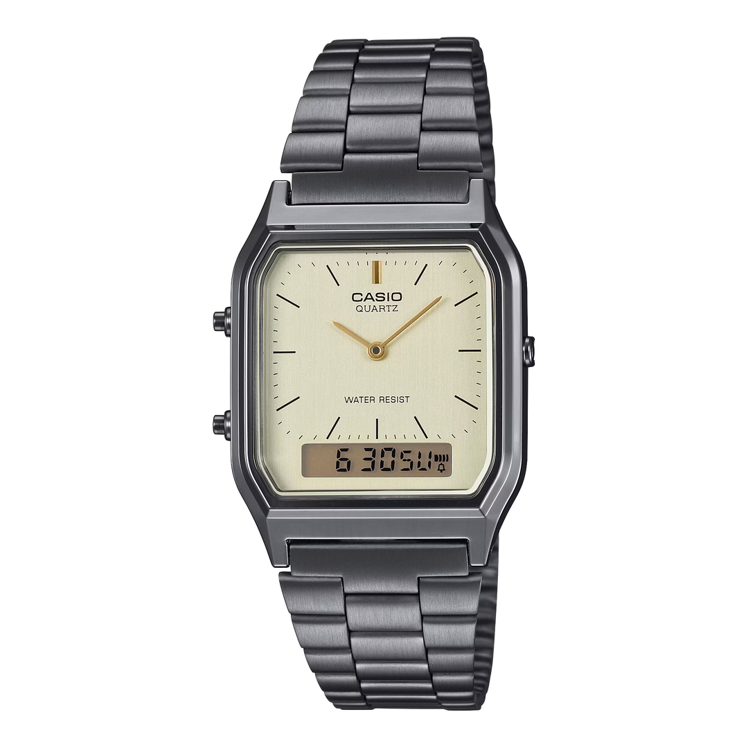 Reloj Casio AQ-230GG-2A Original Retro Black - Dual Display Analógico Digital con Esfera Azul - Casio en Perú | Jherr Jewelry
