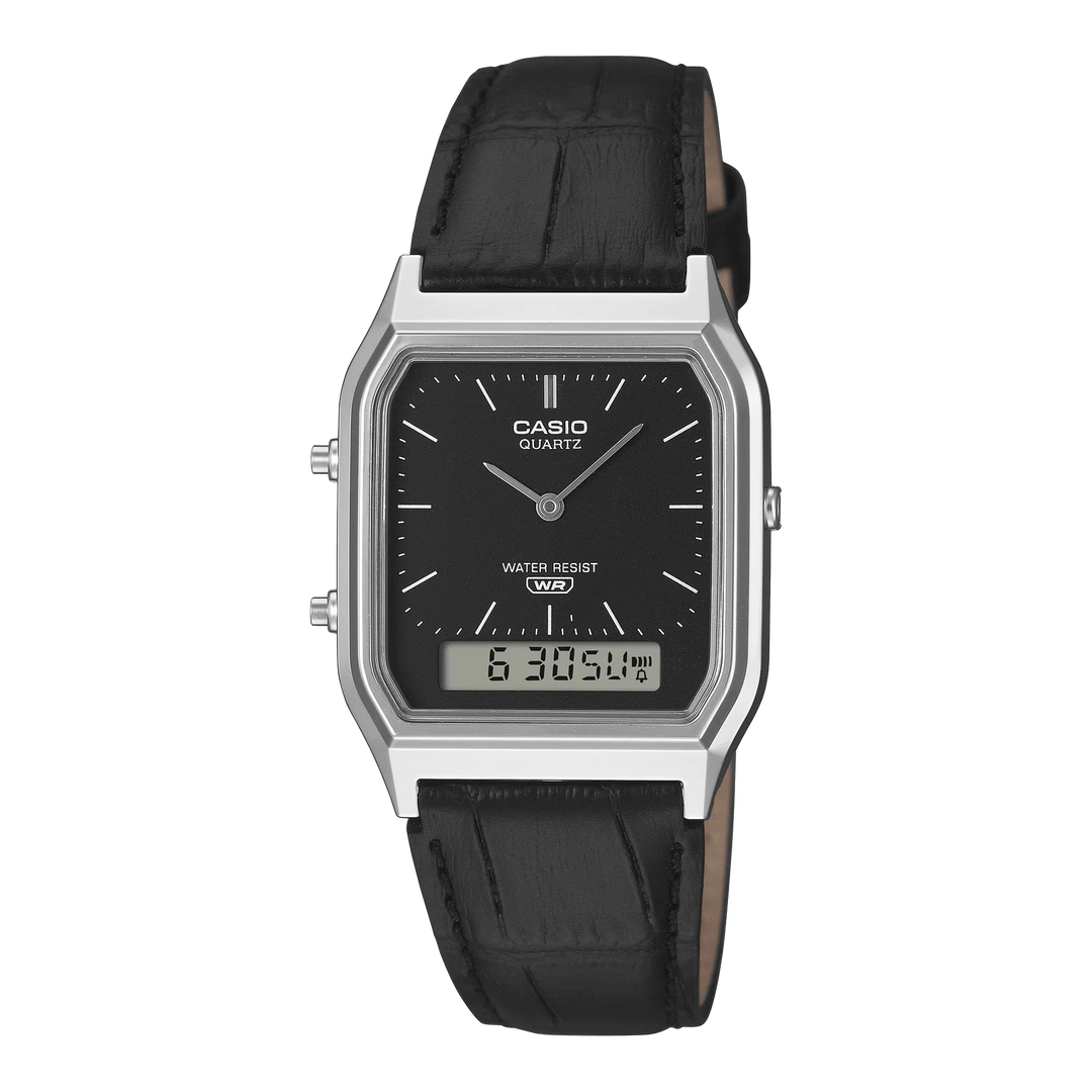 Reloj Casio AQ-230EGL-9A Original Cuero - Dual Display Analógico Digital Dorado