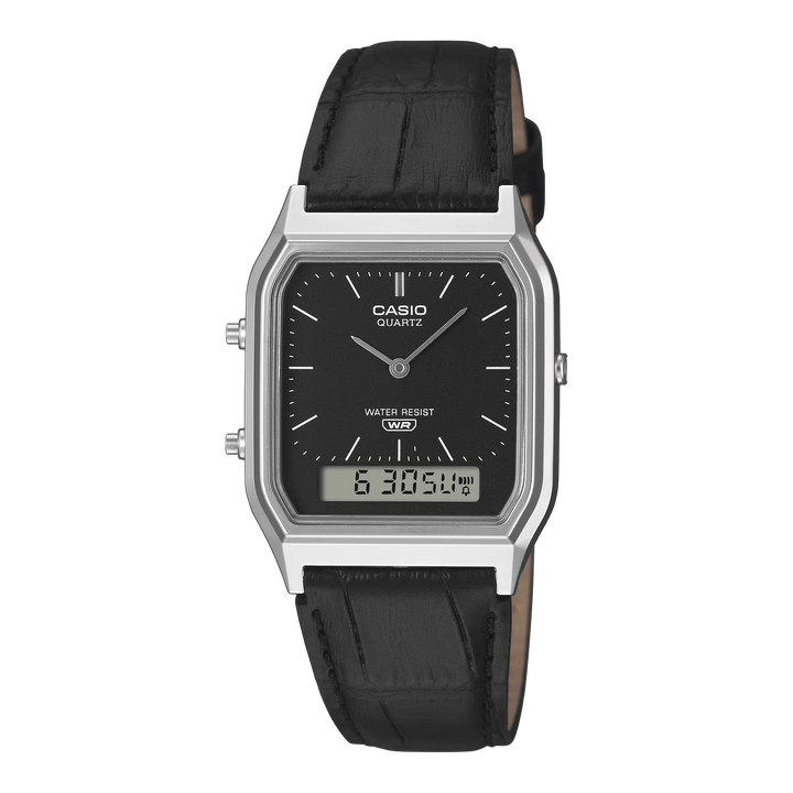 Reloj Casio AQ-230EGL-9A Original Cuero - Dual Display Analógico Digital Dorado