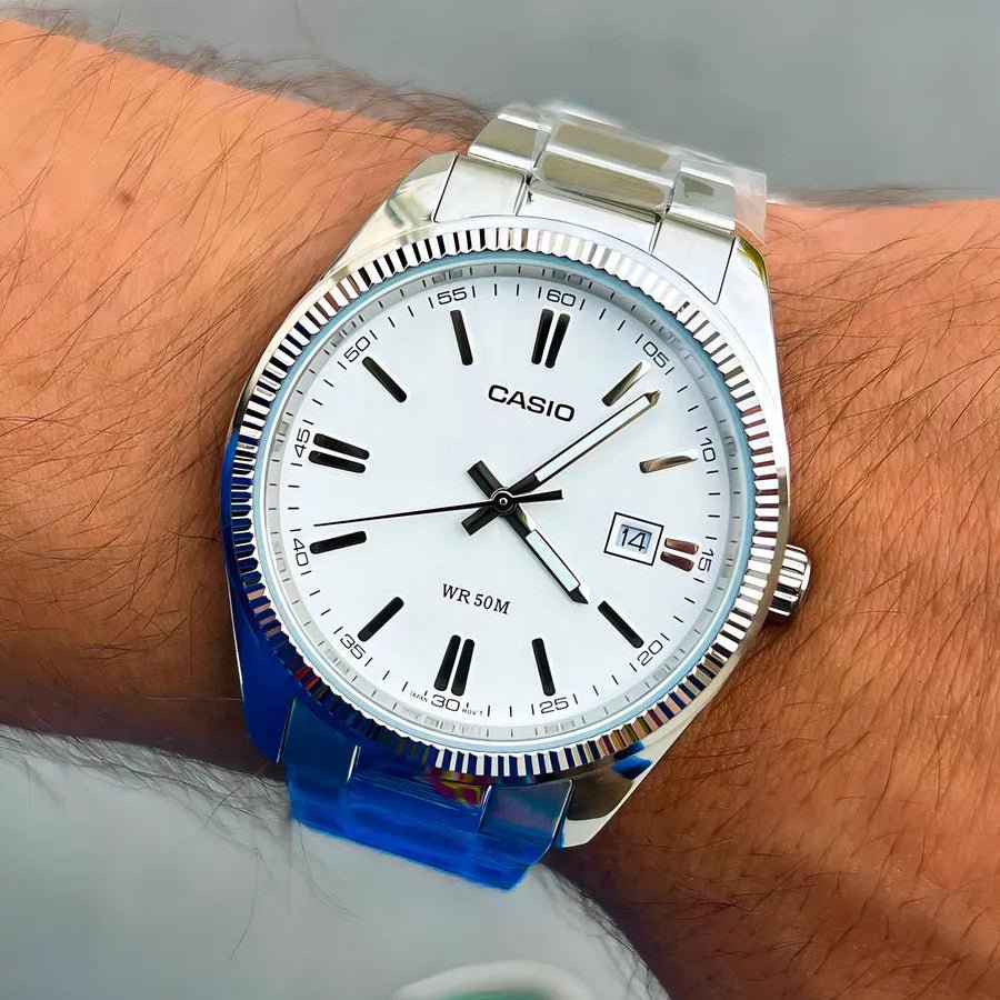 RELOJ CASIO ORIGINAL MTP-1302PD-7A1V | Acero Esfera Blanca Hombre Plateado - Casio en Perú | Jherr Jewelry