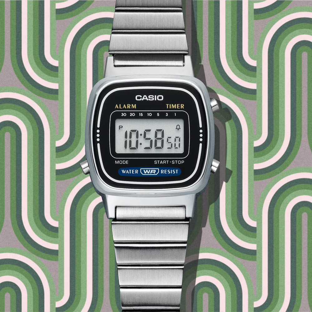 Reloj Casio LA670WA-1 Vintage Plateado Digital - Clásico Retro Atemporal con Esfera Negra - Casio en Perú | Jherr Jewelry
