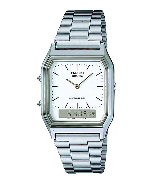 Reloj Casio AQ-230A-7D Original Blanco - Dual Analógico Digital con Esfera Blanca - Casio en Perú | Jherr Jewelry