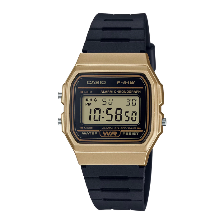 Reloj Casio F-91W-9A Original Digital Gold Black - Clásico con Garantía