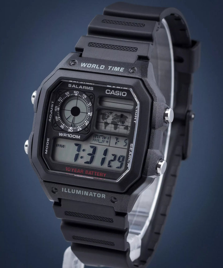 Casio AE-1200WH-1AV Wolrd Time Digital - Acero Negro