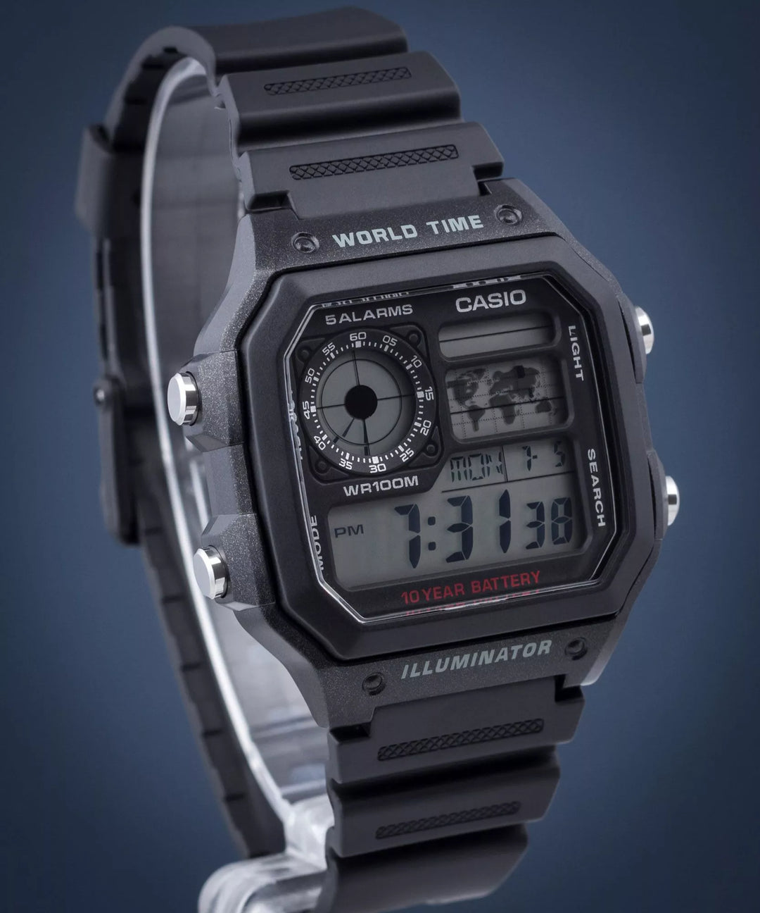 Casio AE-1200WH-1AV Wolrd Time Digital - Acero Negro