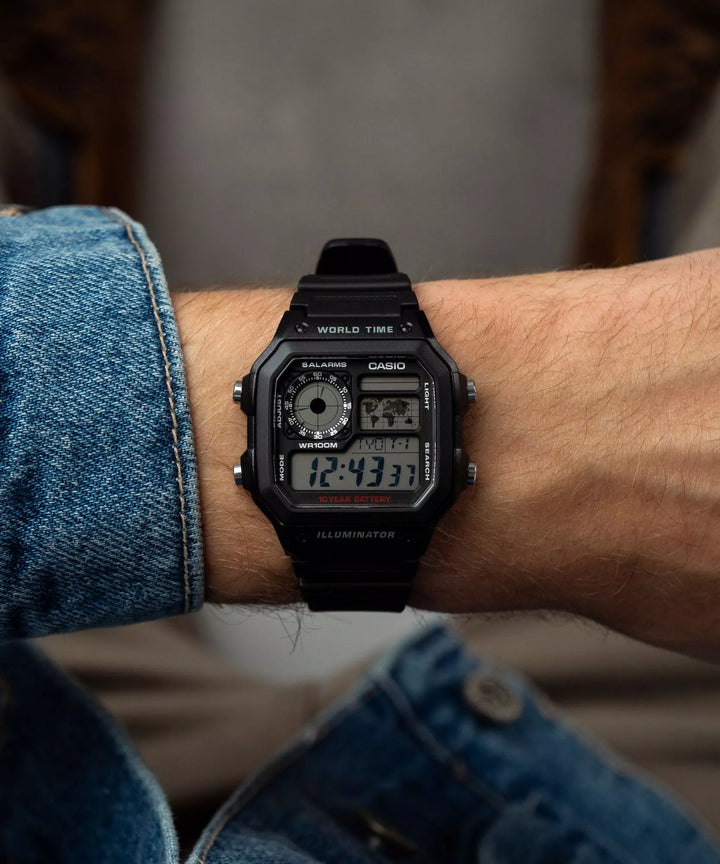 Casio AE-1200WH-1AV Wolrd Time Digital - Acero Negro