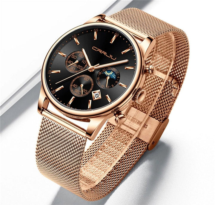 Reloj CRRJU Original Hombre Oro Rosa - Resistente al Agua 3 ATM | Cuarzo Premium 42mm - CRRJU en Perú | Jherr Jewelry
