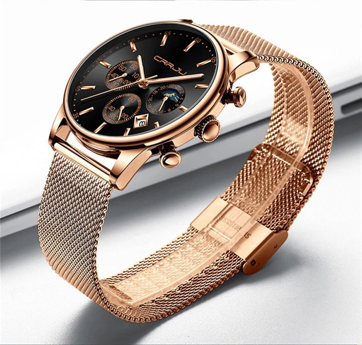 Reloj CRRJU Original Hombre Oro Rosa - Resistente al Agua 3 ATM | Cuarzo Premium 42mm - CRRJU en Perú | Jherr Jewelry