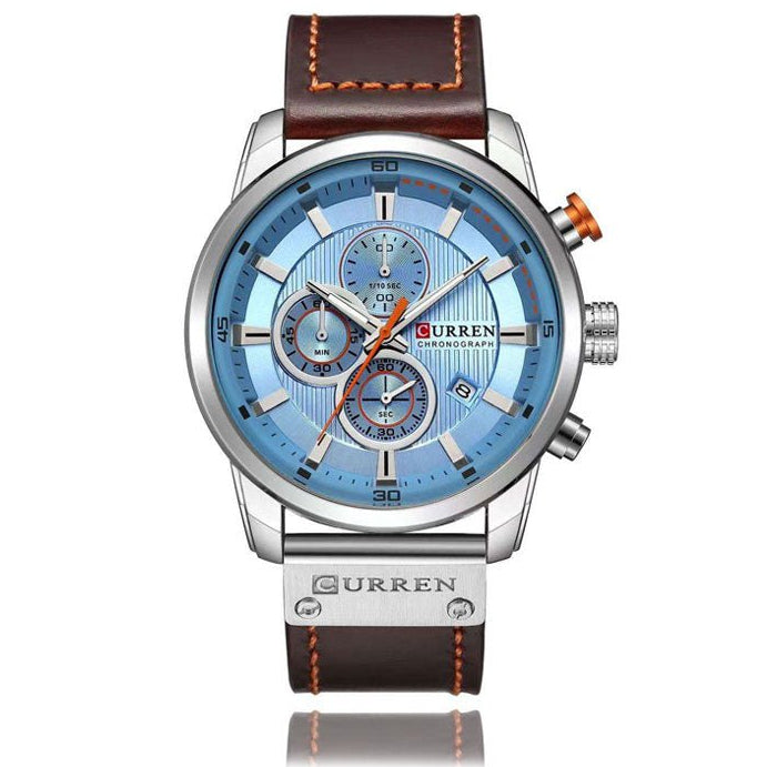 Reloj Curren Original 8291 Oro Rosa Cronógrafo con Correa Cuero Marrón - Diseño Deportivo 44mm - Curren en Perú | Jherr Jewelry