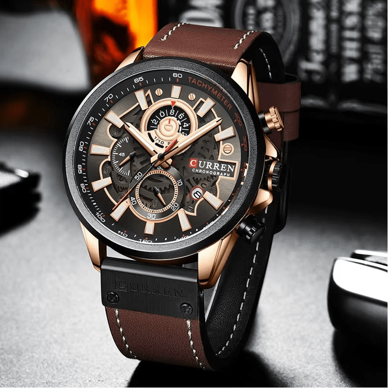 Reloj CURREN ORIGINAL 8380 Sandlight de Cuero para Hombre | Elegancia Casual 44mm - Curren en Perú | Jherr Jewelry