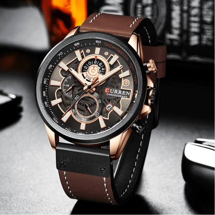 Reloj CURREN ORIGINAL 8380 Sandlight de Cuero para Hombre | Elegancia Casual 44mm - Curren en Perú | Jherr Jewelry