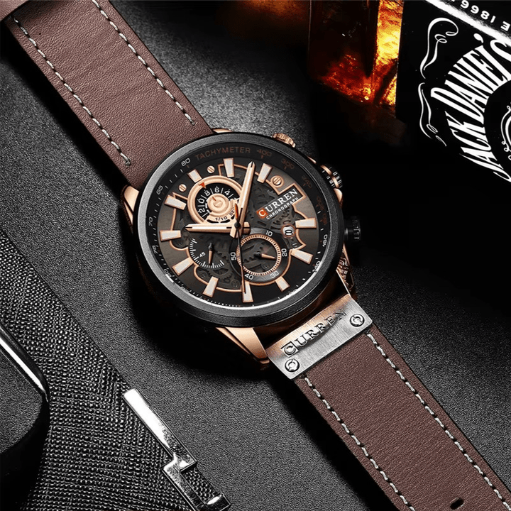 Reloj CURREN ORIGINAL 8380 Sandlight de Cuero para Hombre | Elegancia Casual 44mm - Curren en Perú | Jherr Jewelry