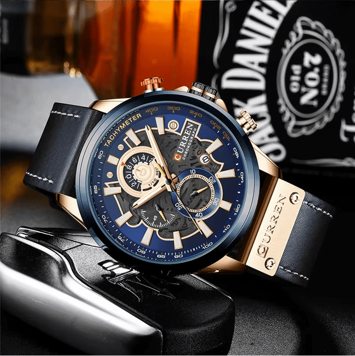 Reloj CURREN ORIGINAL 8380 Sandlight de Cuero para Hombre | Elegancia Casual 44mm - Curren en Perú | Jherr Jewelry
