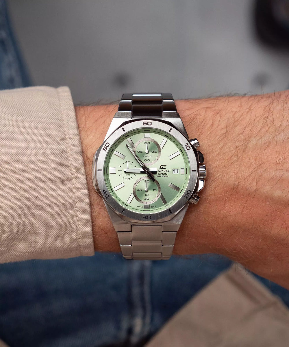 Reloj EDIFICE EFV-640D-3AVUEF Momentum Chronograph — Cronógrafo Verde para Hombre - Edifice en Perú | Jherr Jewelry