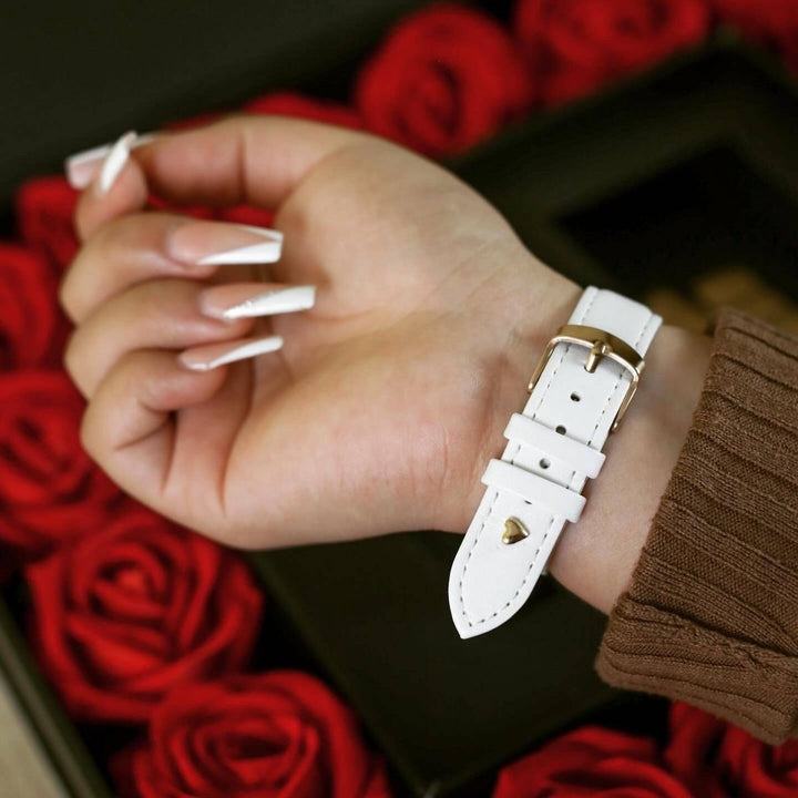 Reloj Hannah Martin para Mujer Cuero Blanco Oro Rosa - Hannah Martin en Perú | Jherr Jewelry