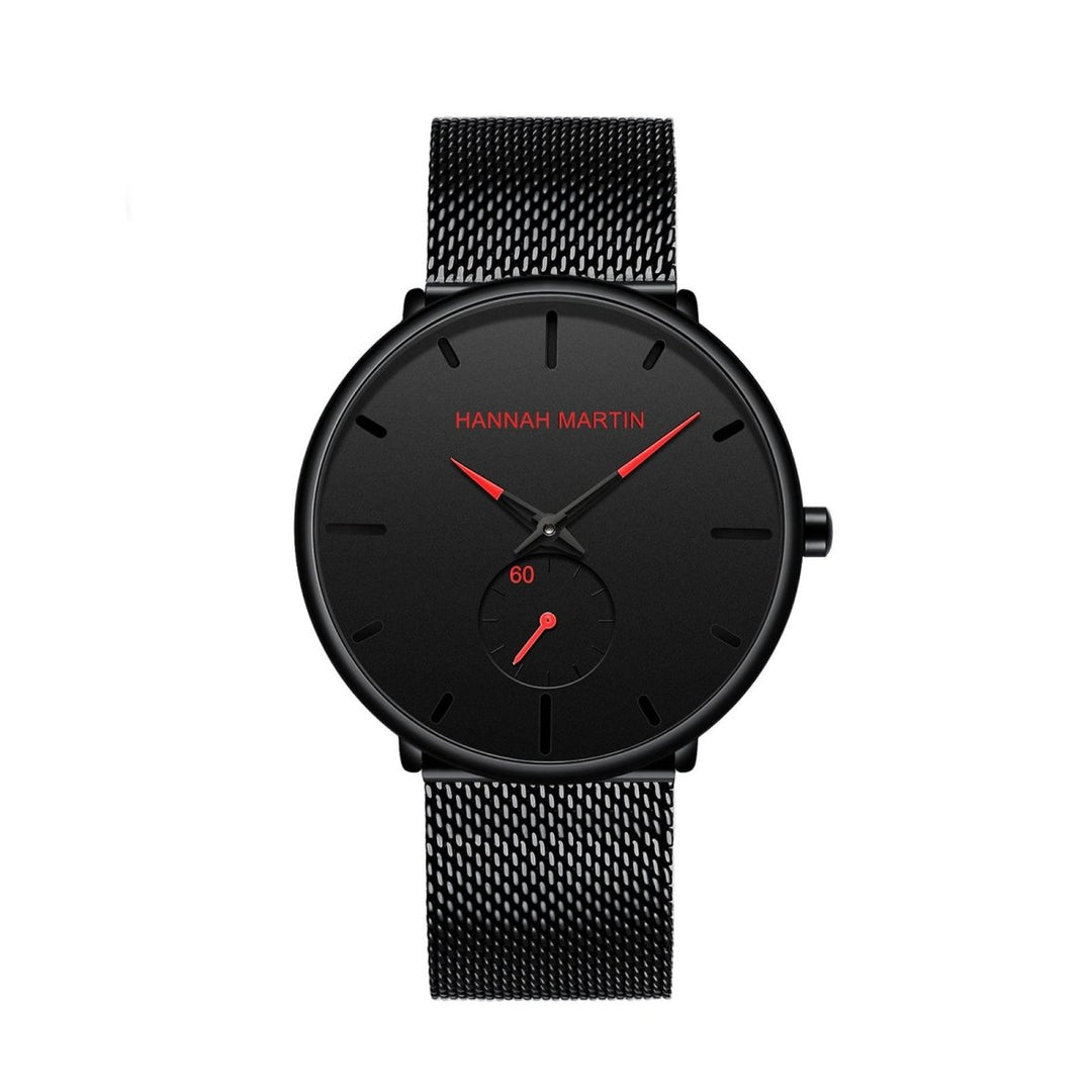 Reloj Hannah Martin Hombre Analogico Negro Dial Rojo - Diseño Elegante 40mm - Hannah Martin en Perú | Jherr Jewelry