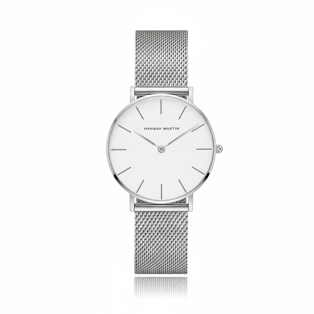 Reloj Hannah Martin Oro Rosa Mujer Esfera Blanca Mesh - Diseño Minimalista 36mm - Hannah Martin en Perú | Jherr Jewelry