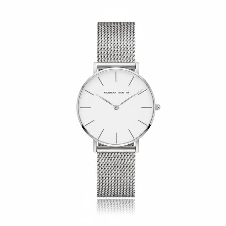 Reloj Hannah Martin Oro Rosa Mujer Esfera Blanca Mesh - Diseño Minimalista 36mm - Hannah Martin en Perú | Jherr Jewelry