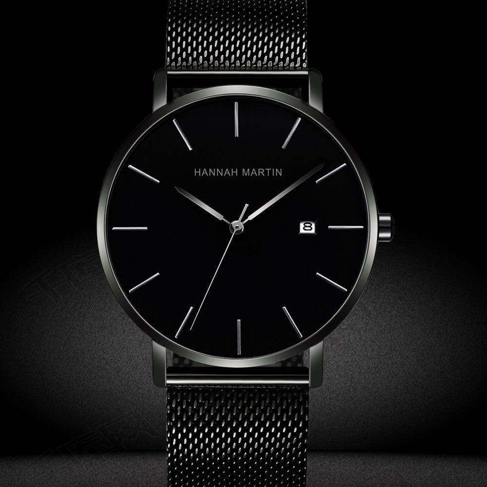 Reloj Hannah Martin Original Negro para Hombre - Malla Mesh 40mm con Fecha - Hannah Martin en Perú | Jherr Jewelry