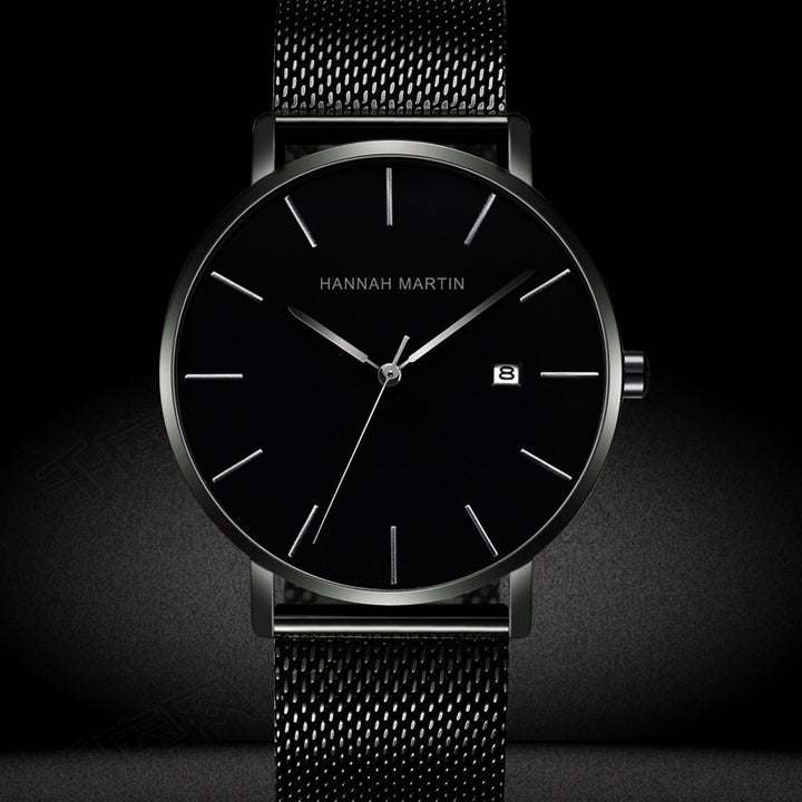 Reloj Hannah Martin Original Negro para Hombre - Malla Mesh 40mm con Fecha - Hannah Martin en Perú | Jherr Jewelry