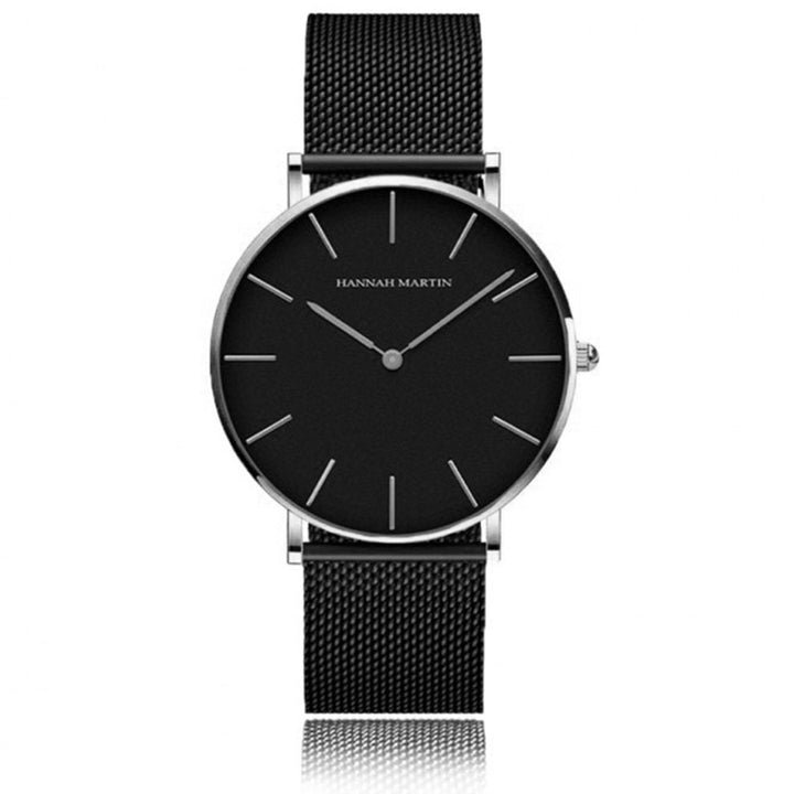Reloj Hannah Martin Malla Negra Esfera Blanca - Diseño Minimalista 40mm - Hannah Martin en Perú | Jherr Jewelry
