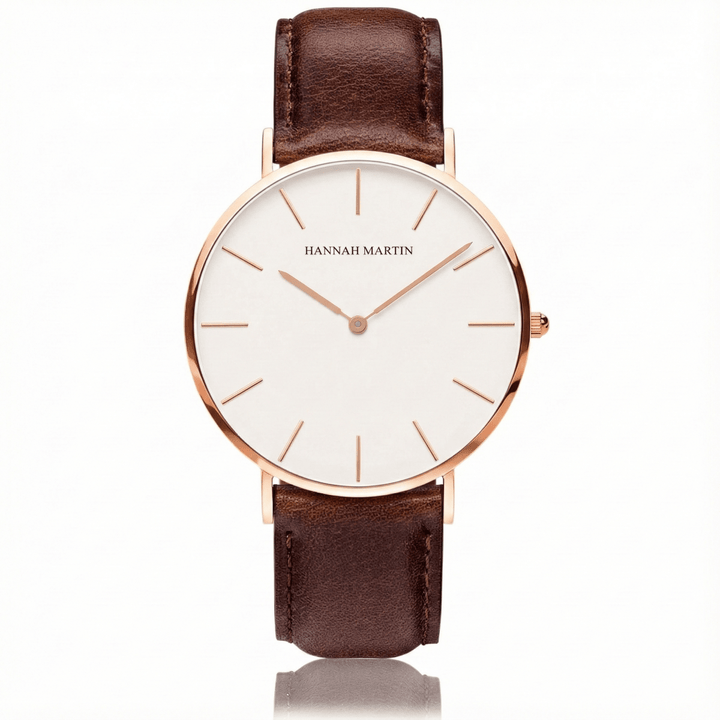 Reloj Hannah Martin Original para hombre cuero marrón oro rosa - Diseño Elegante 40mm - Hannah Martin en Perú | Jherr Jewelry