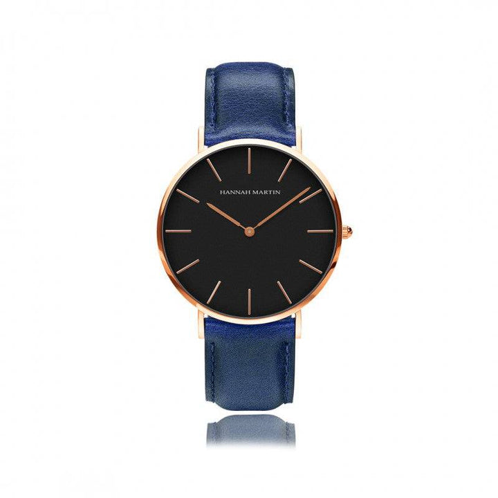 Reloj Hannah Martin Rose Gold Esfera Negra con NATO Negro - Diseño Minimalista Elegante 40mm - Hannah Martin en Perú | Jherr Jewelry