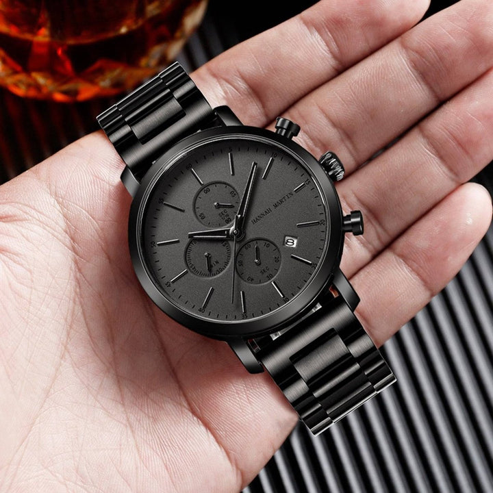 Reloj Hannah Martin Negro Original Cronógrafo con Brazalete de Acero Negro - Diseño Elegante 42mm - Hannah Martin en Perú | Jherr Jewelry