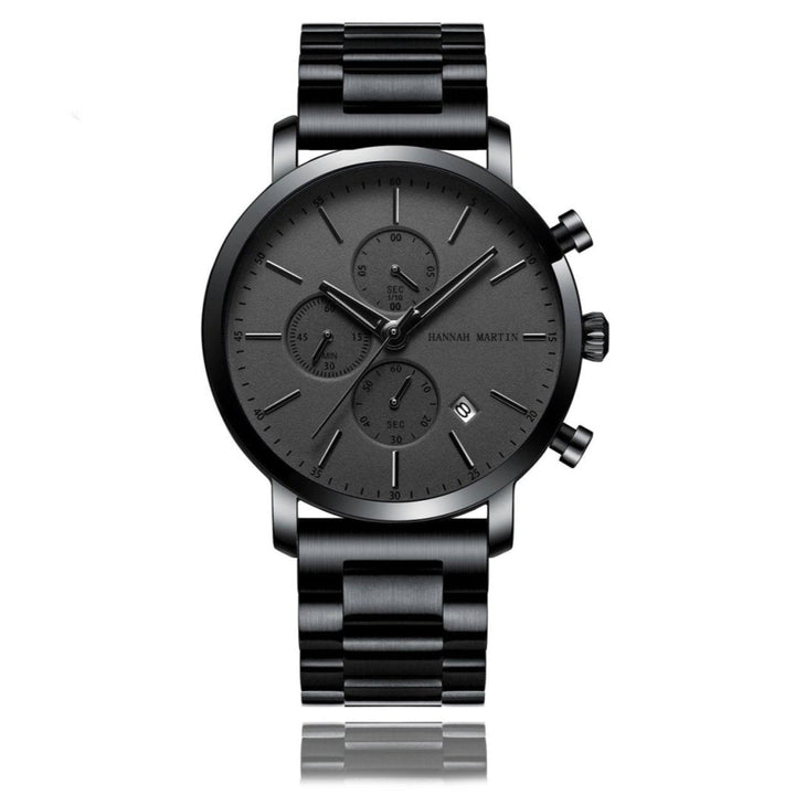 Reloj Hannah Martin Negro Original Cronógrafo con Brazalete de Acero Negro - Diseño Elegante 42mm - Hannah Martin en Perú | Jherr Jewelry